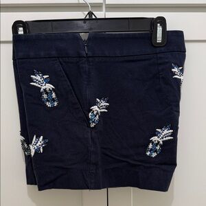 LOFT Dark Blue Beaded Pineapple Shorts
